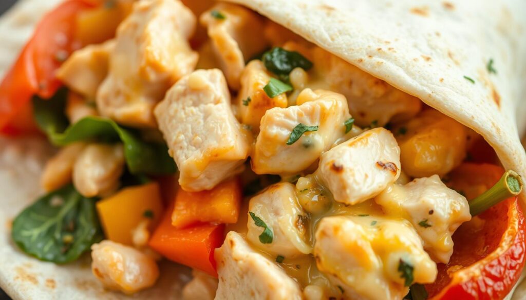 Cheesy chicken wrap filling