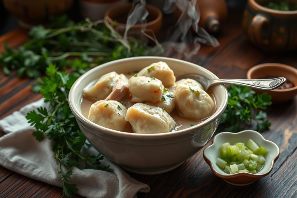 Chicken and Dumplings Serving Presentation