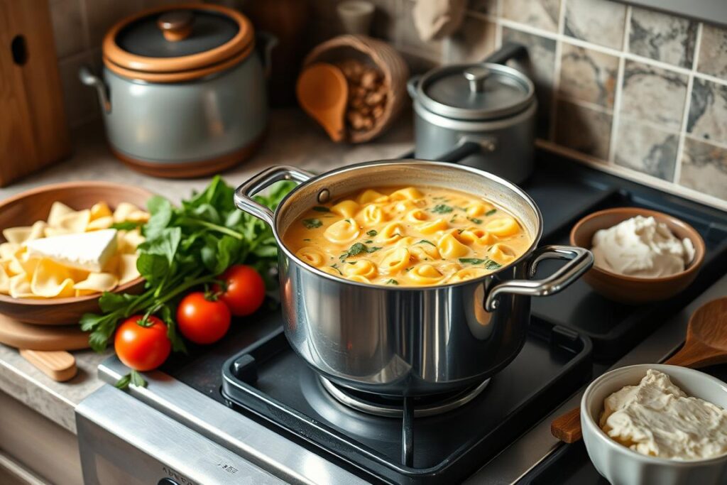 Creamy Tortellini Soup Preparation