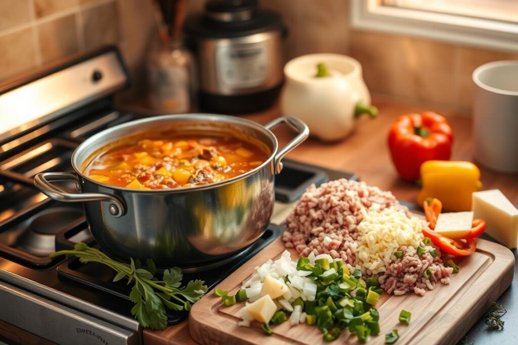 Easy Cheeseburger Soup Preparation