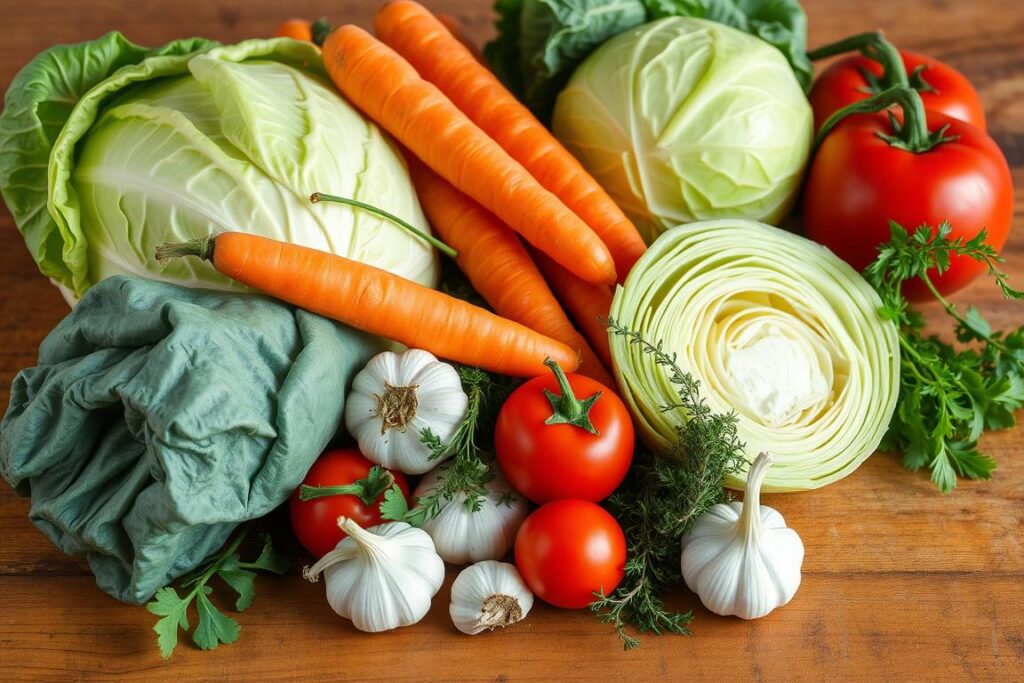 Fresh vegetables for cabbage soup