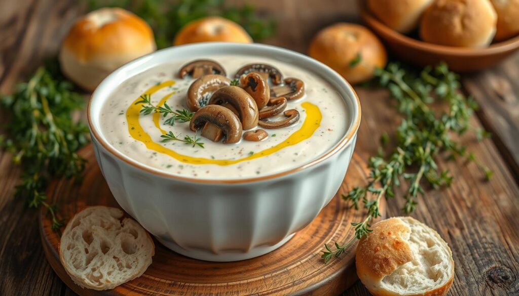 Garnished Creamy Mushroom Soup