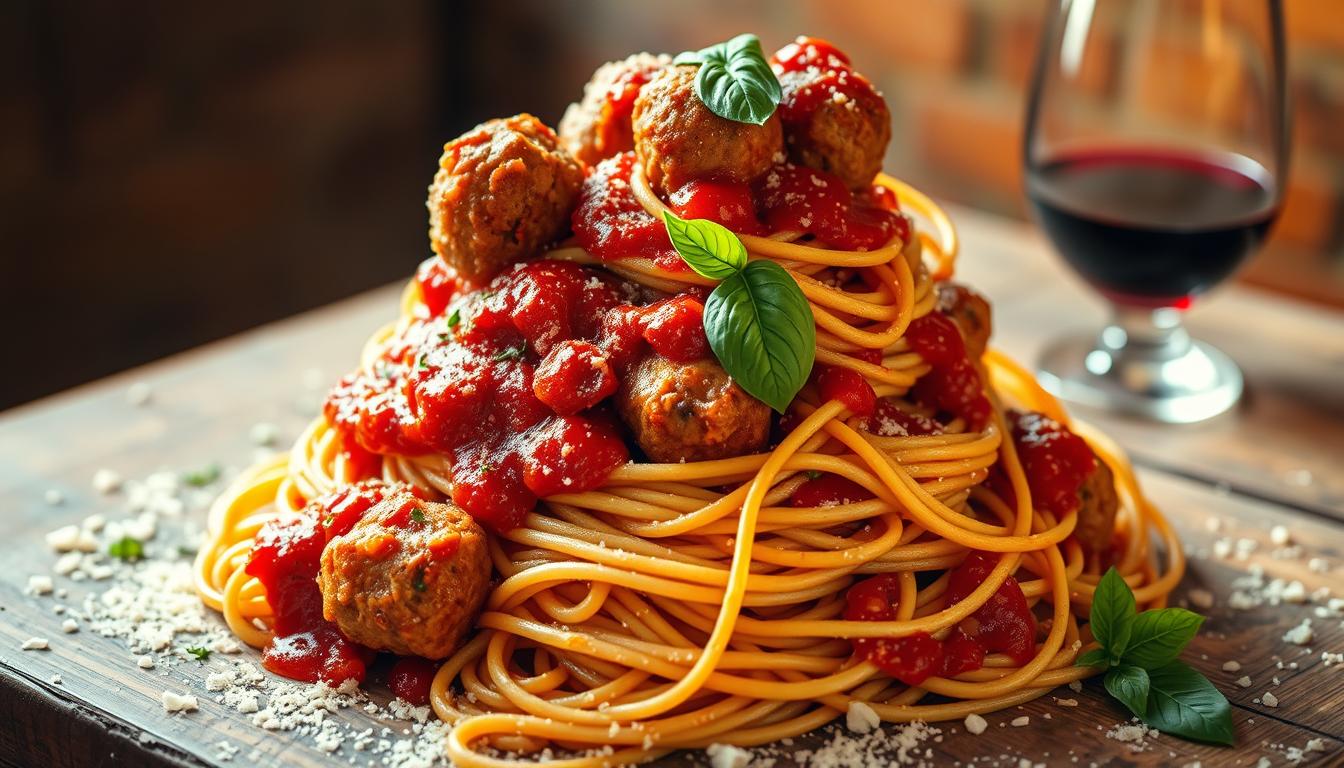 Italian Meatball Spaghetti Stack