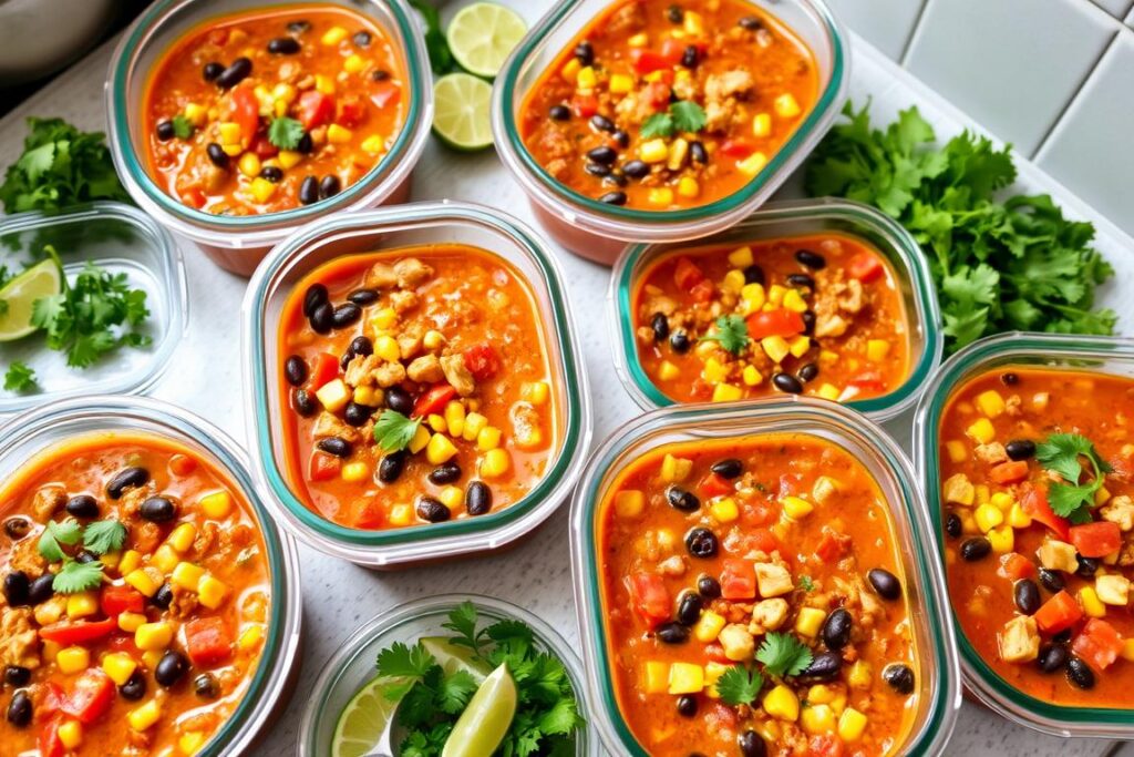 Meal Prep Chicken Taco Soup Containers