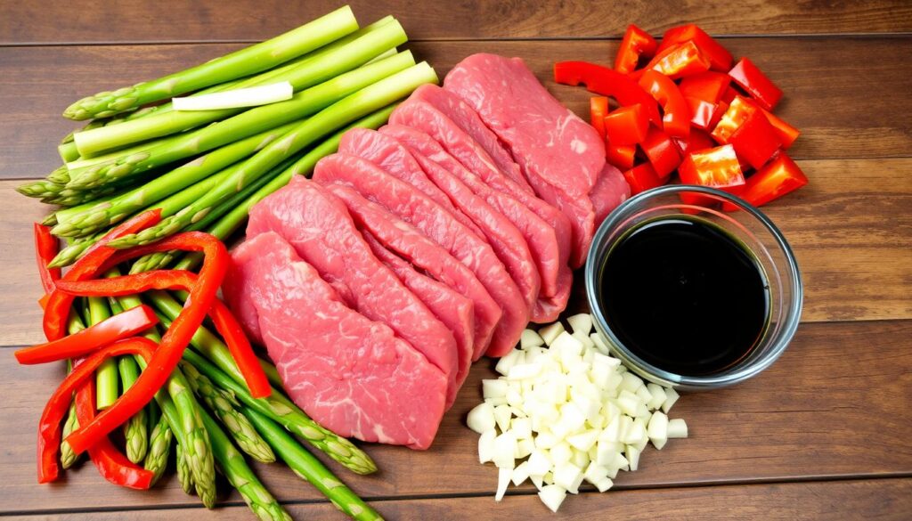 Prepared ingredients for stir-fry