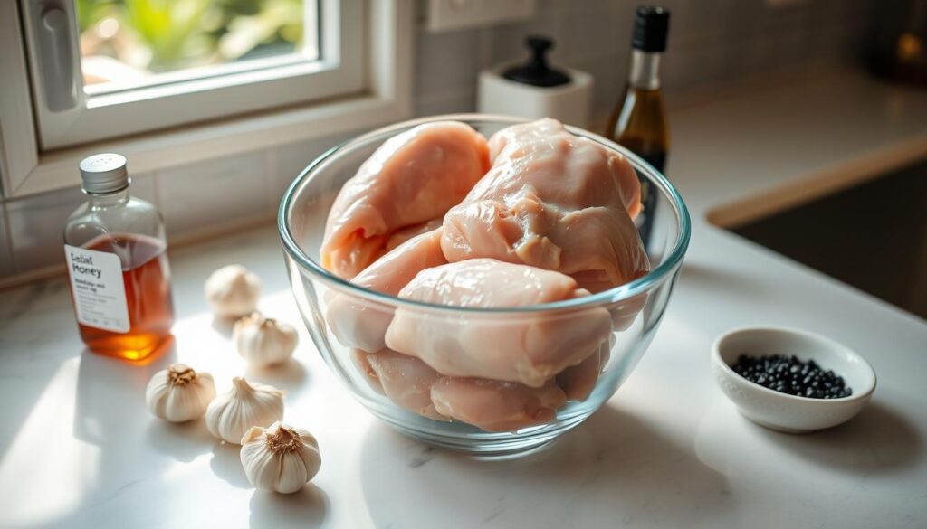 Preparing chicken for marinade