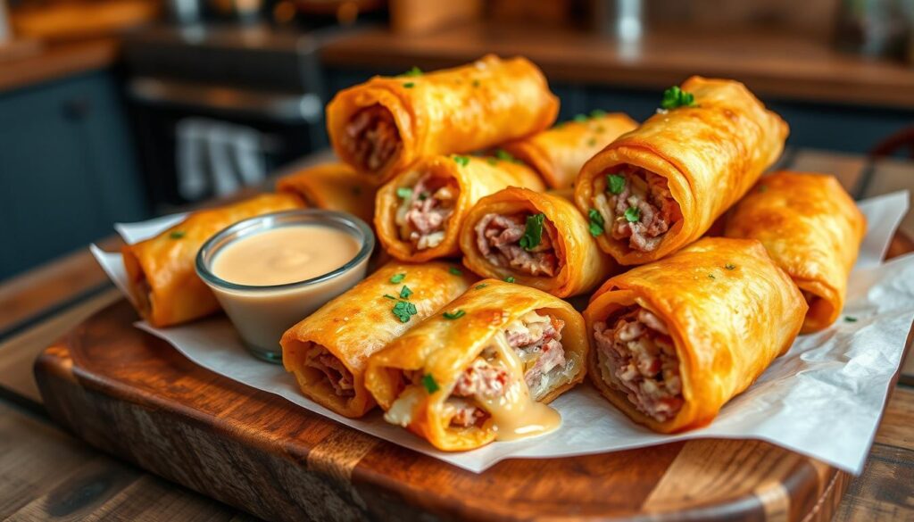 Reuben egg rolls