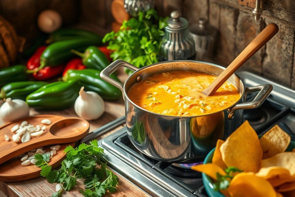 Roasted Poblano Soup Preparation