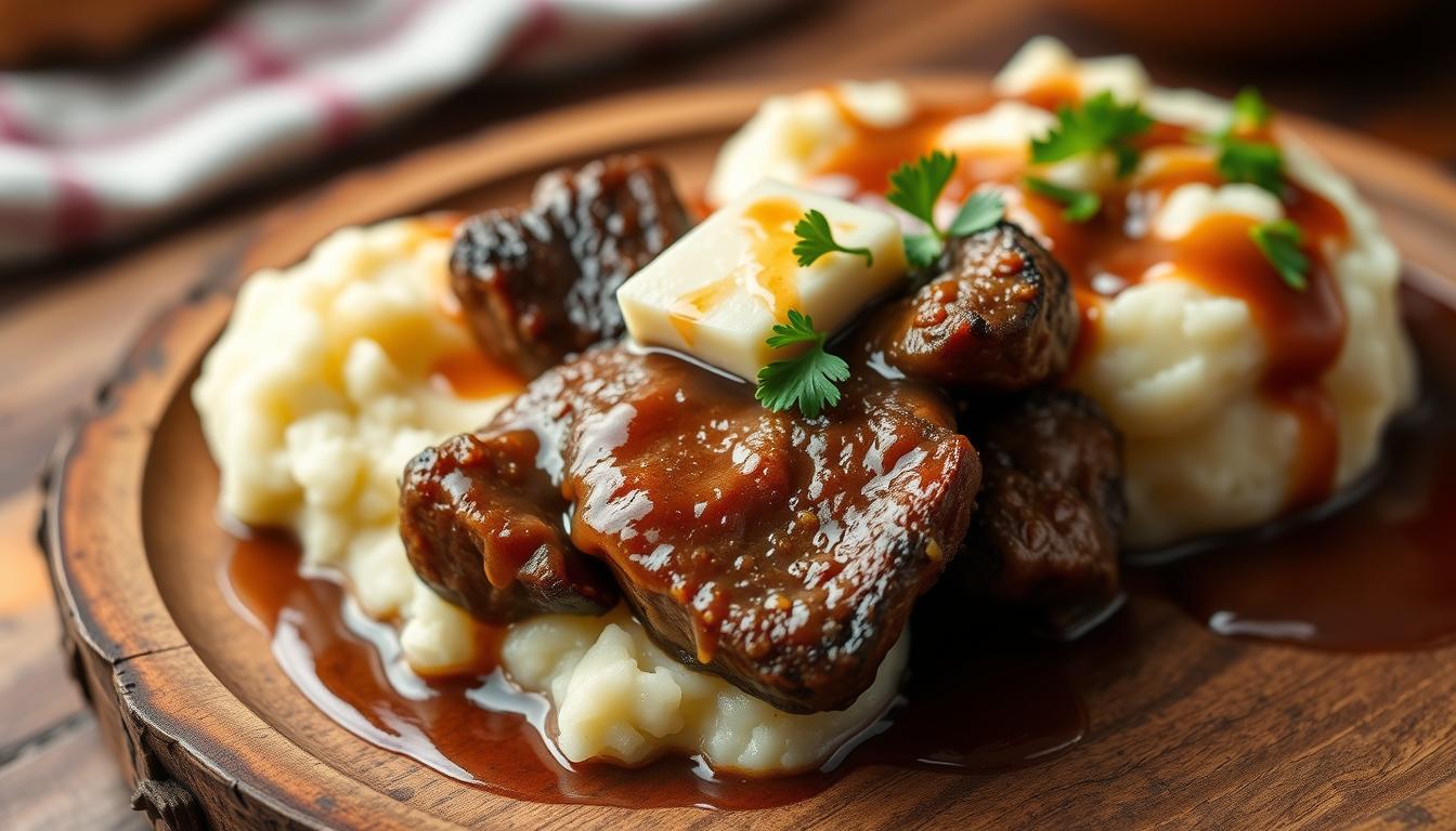 Steak Bites with Mashed Potatoes