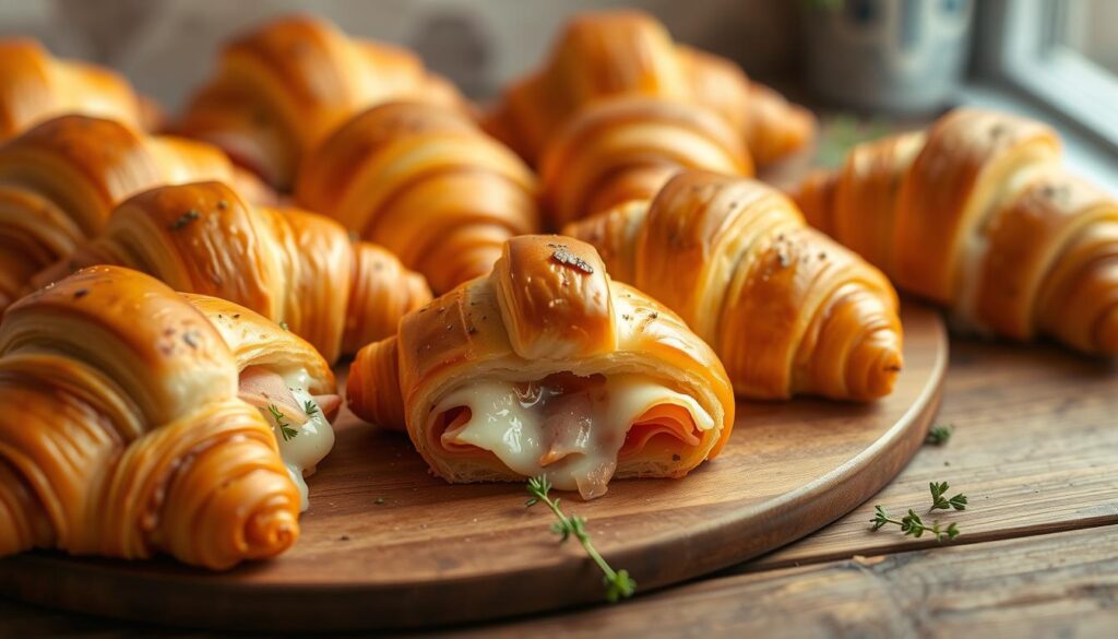 baked ham and cheese croissants