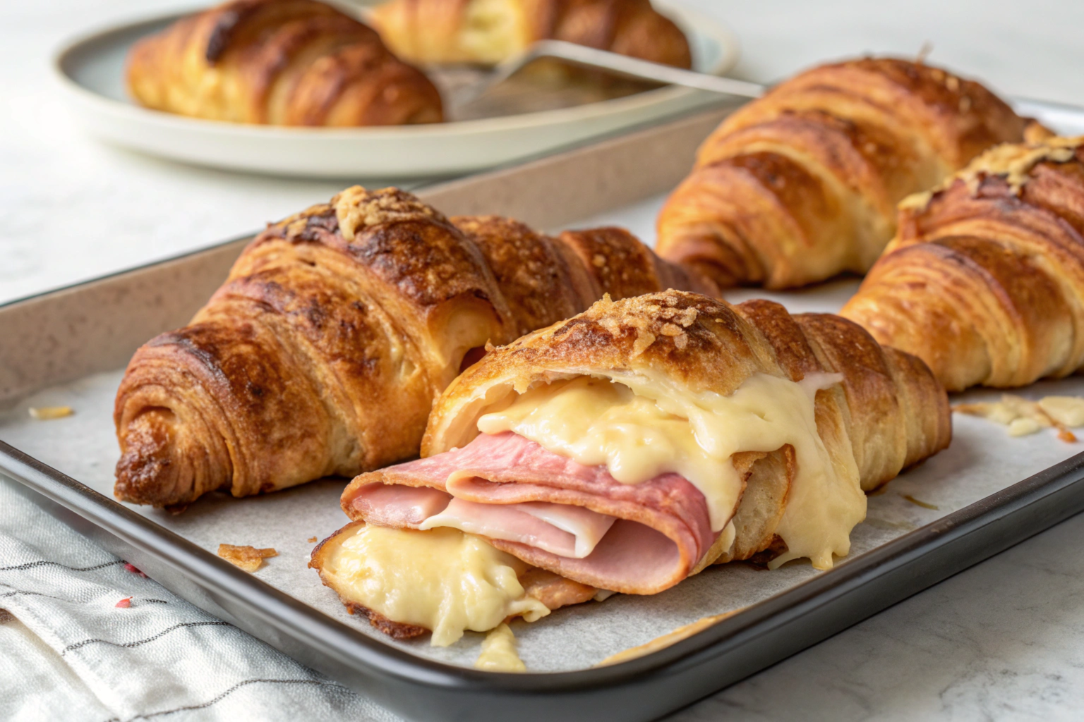 Baked Ham and Cheese Croissants