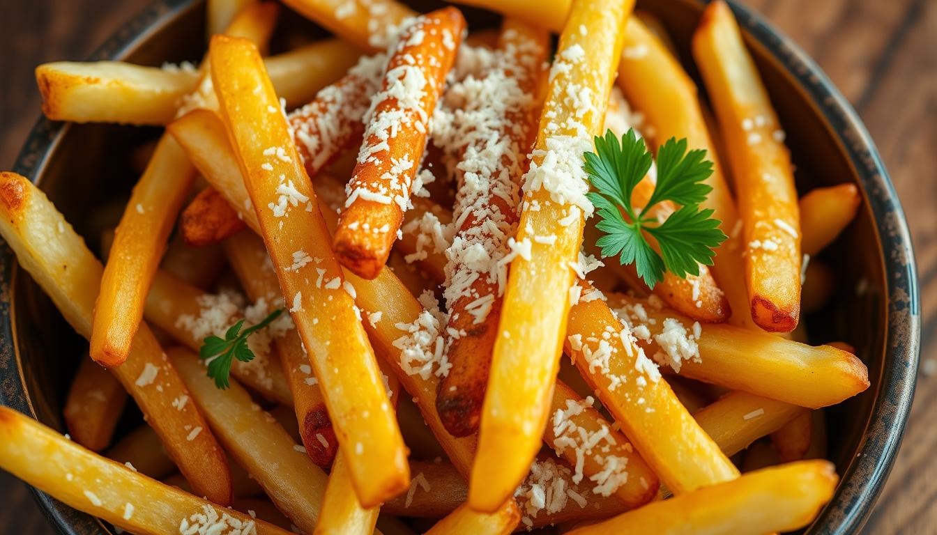 crispy oven-baked garlic and parmesan fries