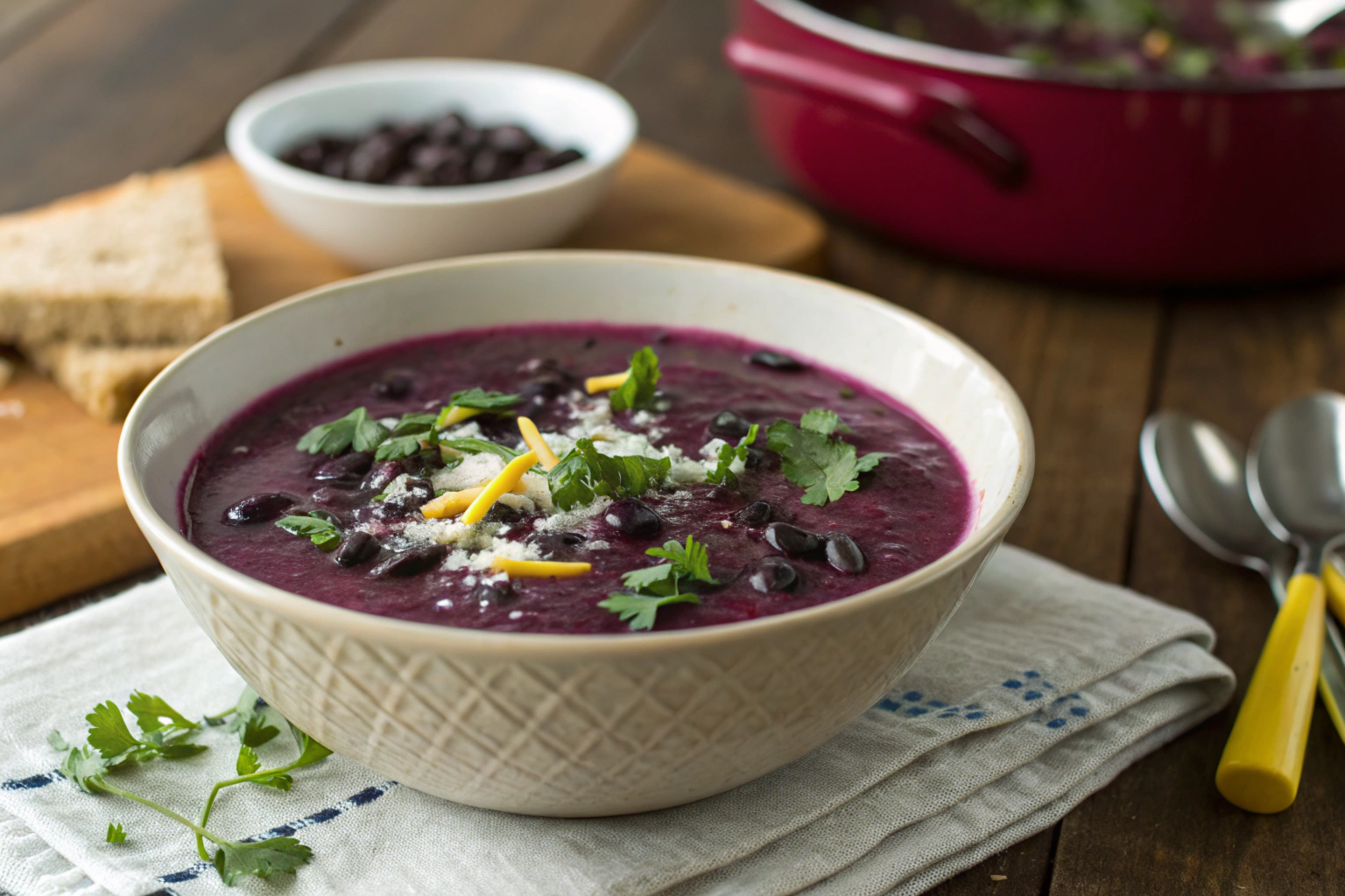 Delicious Purple Black Bean Soup