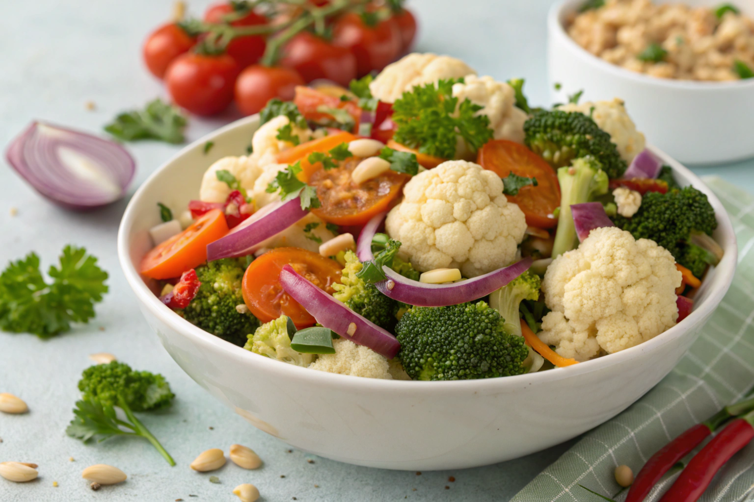 Easy Cauliflower Broccoli Salad