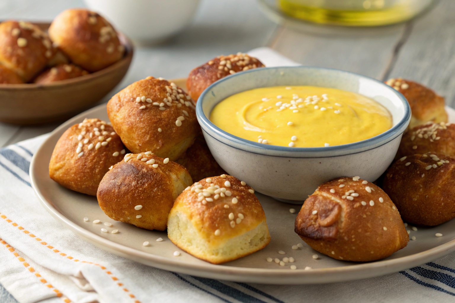 Easy Homemade Pretzel Bites with Cheddar Cheese Sauce