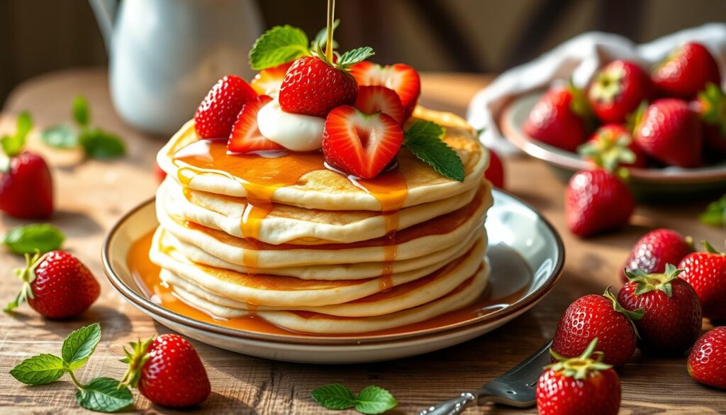 fruit-topped pancakes