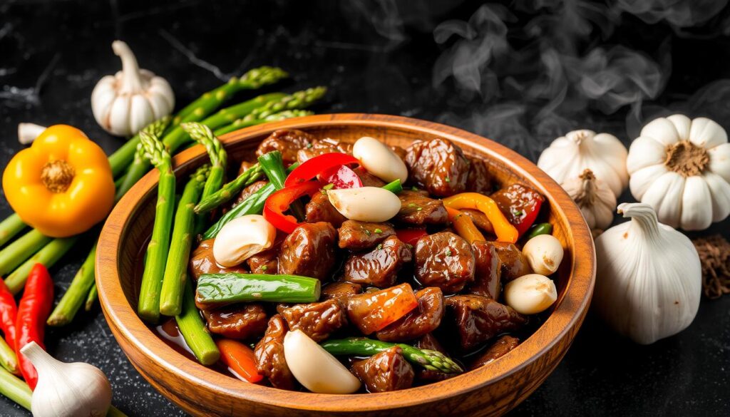 garlic beef and asparagus stir-fry