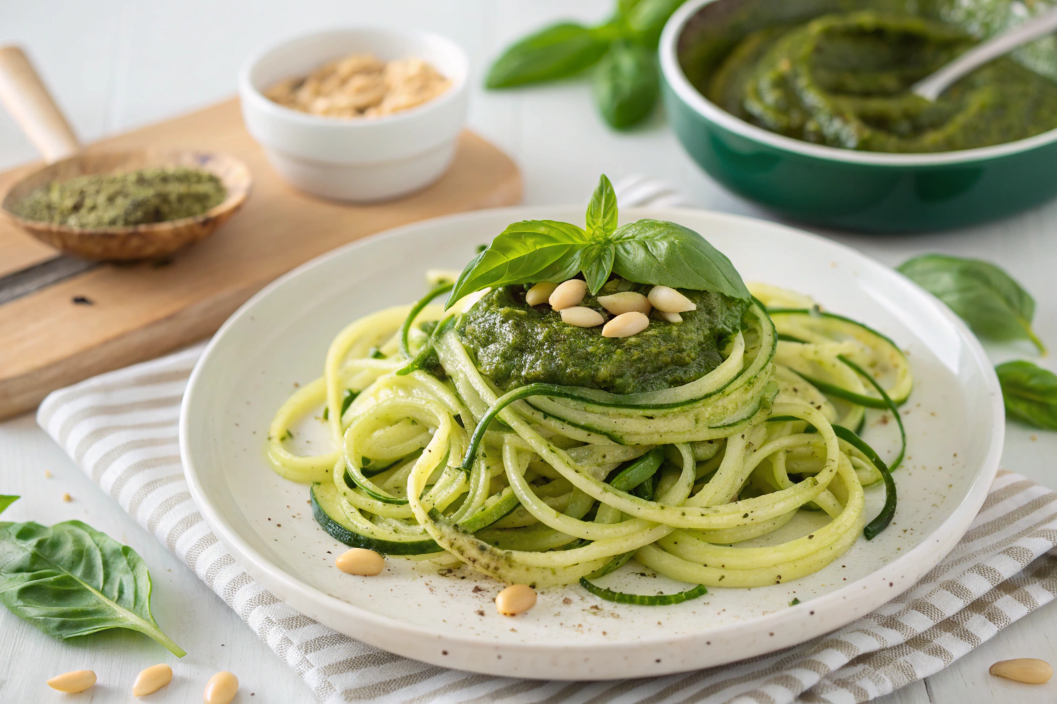 Healthy Zucchini Noodles with Pesto Recipe