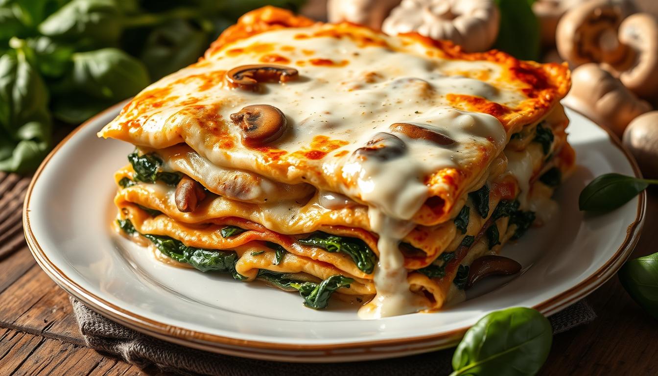 Chicken, Mushroom & Spinach Lasagna with Creamy White Sauce