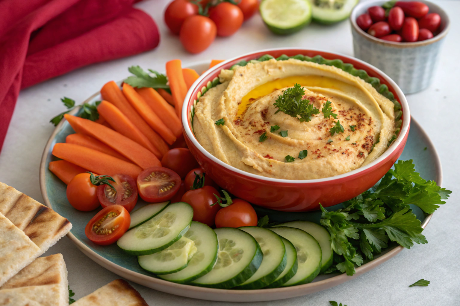 Perfect Mediterranean Hummus Plate