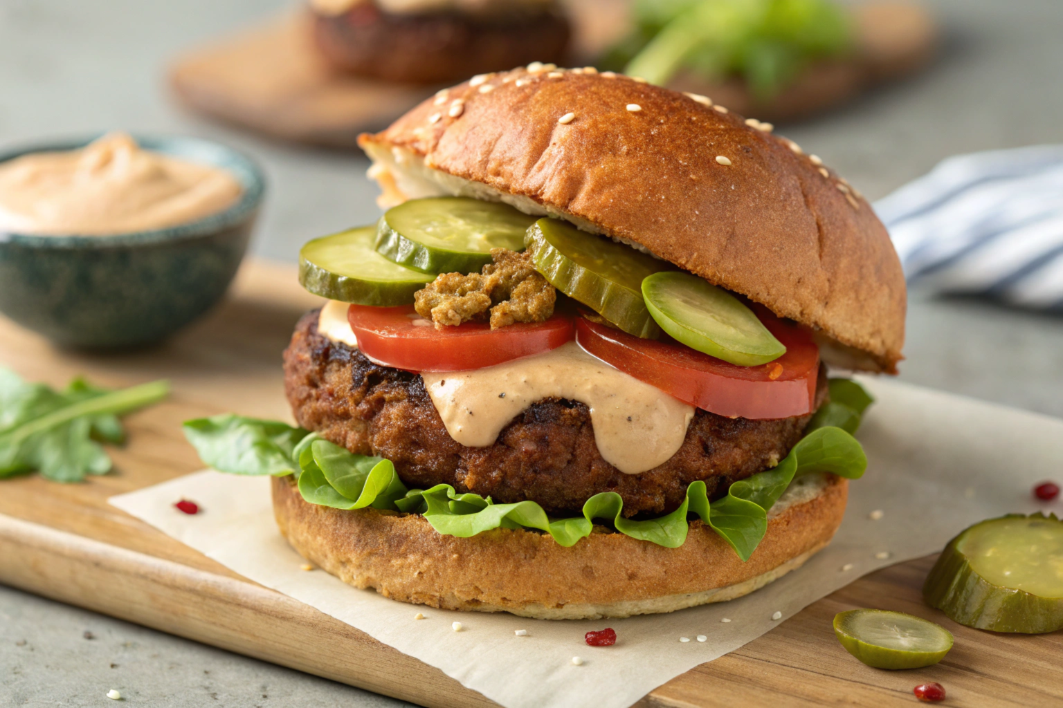 Plant-Based Burger with Cashew Cheese