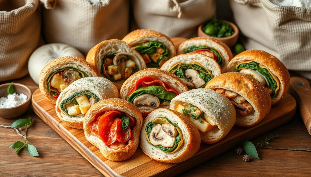 variety of bread snacks