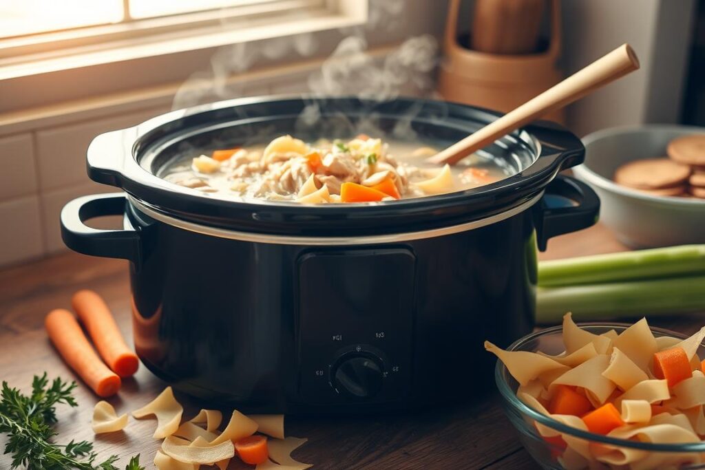 Crockpot Chicken Noodle Soup Preparation