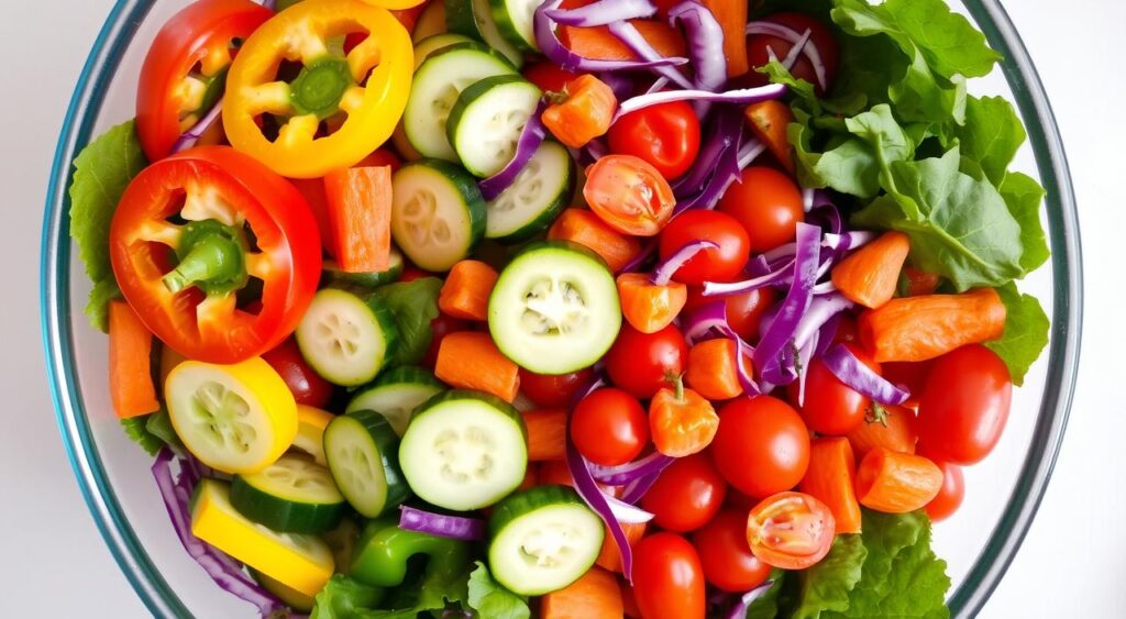 Vegan Rainbow Veggie Salad Ingredients